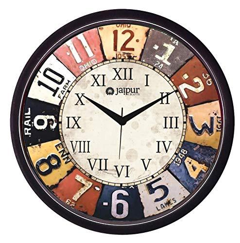 Webelkart Premium 12-inch Wall Clock - Antique Dial (Ajanta Step Movement, Black Colored Frame)