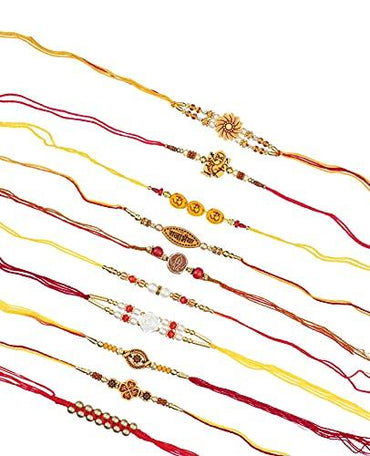 Webelkart Combo Of 10 Rakhi For Brother, Bhaiya, kids and Bhabhi with Beautiful Rakshabandhan Greetings Card/Bhabhi Lumba Rakhi/Krishna Rakhi/Rakhi Gifts