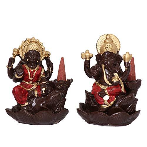 JaipurCrafts Premium Lord Laxmi Ganesha Smoke Fountain Showpiece for Diwali Poojan (Set of 2)