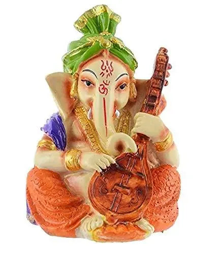 JaipurCrafts Polyresin Lord Ganesha Musician Showpiece, 4 IN, Multicolour, 5 Piece