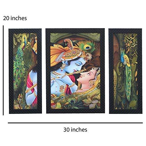 JaipurCrafts Flower Set of 3 Large Framed UV Digital Reprint Painting (Wood, Synthetic, 36 cm x 61 cm)