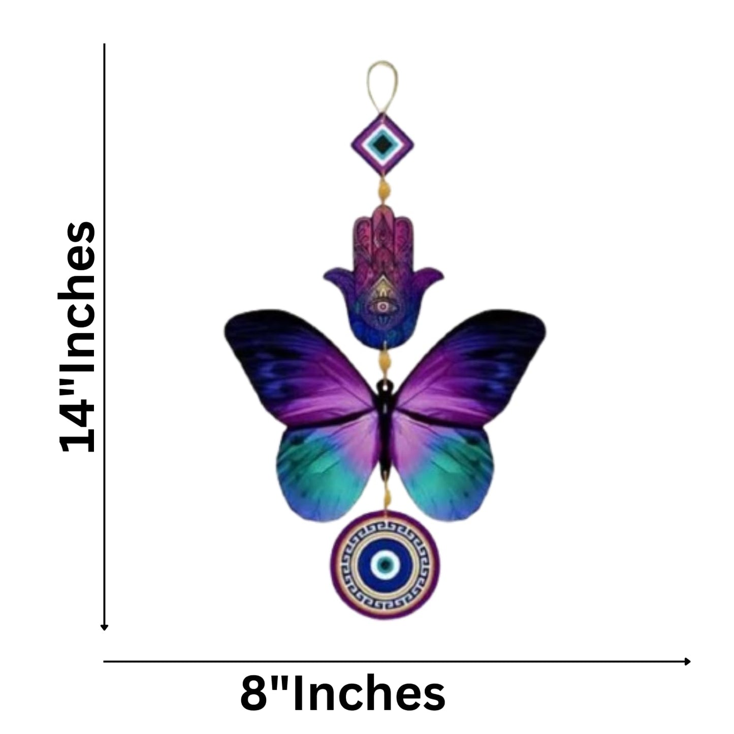 JaipurCrafts Premium Printed Evil eye Wall Hanging For Home And Office Decor Wall Hanging Wooden Art Decoration Item for Living Room |Home Decor | Gifts | Quotes Decor Item |Wall Sculpture (14"X8")