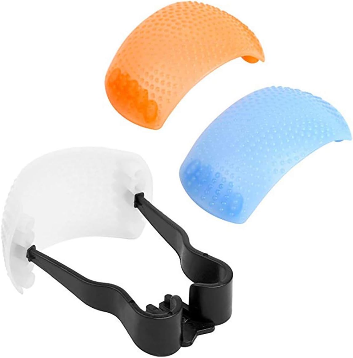 3 Colors Universal Soft Flash Diffuser with Orange, White, and Blue Filters – Adjustable Shadow Removal for Cameras DSLR