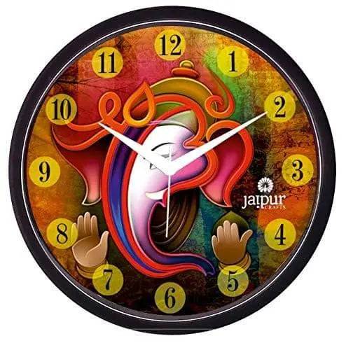 JaipurCrafts Plastic Wall Clock (Black and Blue, 2 X 12 X 12 Inch)