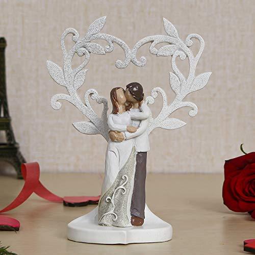 Webelkart Ceramic Cute Romantic Valentine Love Couple Sitting Statue, 16cm, White, 1 Piece