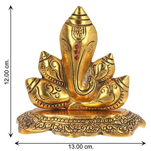 JaipurCrafts Premium Spiritual Lord Ganesha with Om Statue Sitting On Chowki Figurine of Lord Ganesh, White Metal Statue,Valuable Collectible feng Shui Gifts- 5.00 in