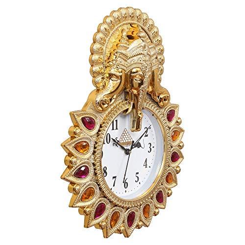 Webelkart Plastic Lord Ganesha Designer Wall Clock (Gold, 13 X 2 X 17 Inch)