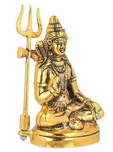 JaipurCrafts Premium White Metal Cold Cast Lord Shiva Idol as Gifts (Gold, 6 Inch)