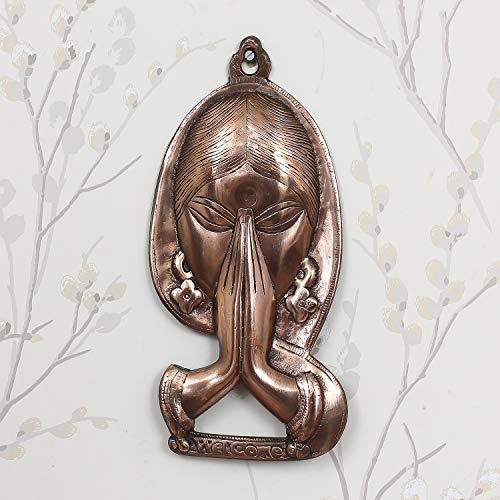 Webelkart Welcome Lady Metal Wall Hanging (13 cm x 2.54 cm x 27 cm, Brown)