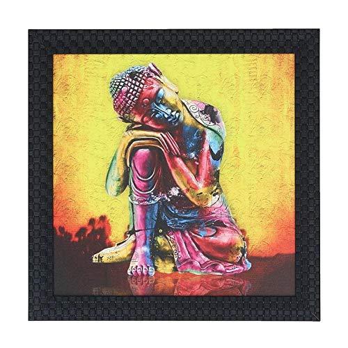 JaipurCrafts Gautam Buddha Framed UV Digital Reprint Painting (Wood, Synthetic, 30 cm x 30 cm)