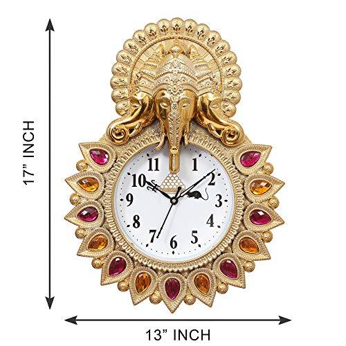 Webelkart Plastic Lord Ganesha Designer Wall Clock (Gold, 13 X 2 X 17 Inch)
