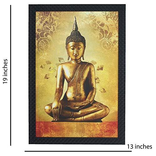 JaipurCrafts Gautam Buddha Large Framed UV Digital Reprint Painting (Wood, Synthetic, 36 cm x 51 cm)
