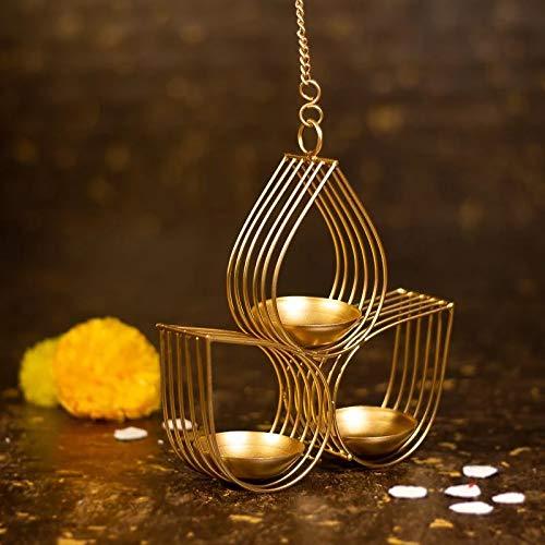 Webelkart Tree Beautiful Wall Hanging Gold Tealight Candle Holder (Pack of 1) Metal Wall Sconce with Tealight Candles for Diwali Lighting Home Decoration
