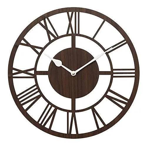 Webelkart Beautiful Square Wood Wall Clock (30 cm x 30 cm x 2.8 cm, Brown)- Without Glass (Design 11)