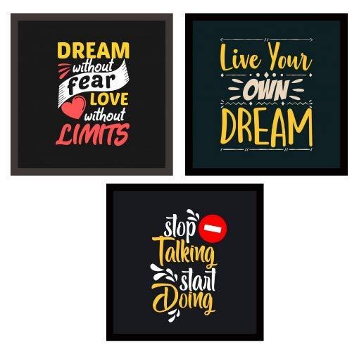 Webelkart Designer Motivational/Funny Quote Photo Wood Frame Without Glass, 10 x 10 in (Multicolour) -Set of 3