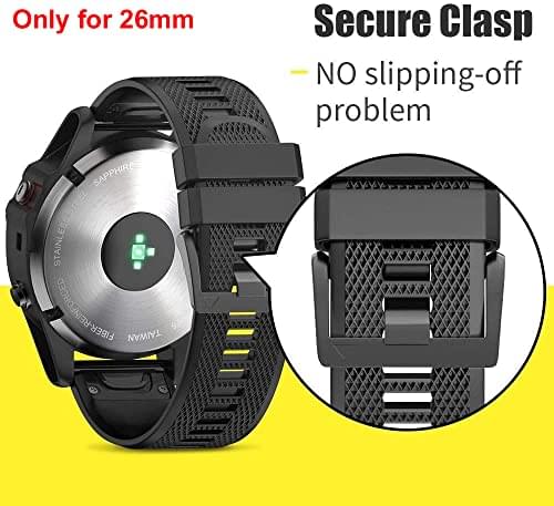 Zitel Band for Fenix 8 51mm, 7X/7X Pro, 6X/6X Pro, 5X/5X Plus, 3/3 HR, Descent MK1, Enduro, 26mm Sport Strap - Matte Black