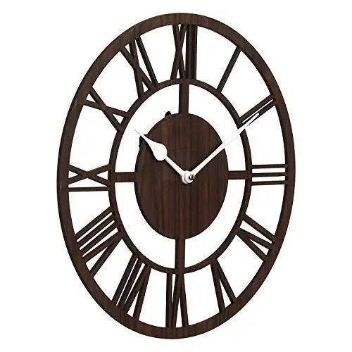 Webelkart Beautiful Square Wood Wall Clock (30 cm x 30 cm x 2.8 cm, Brown)- Without Glass (Design 11)