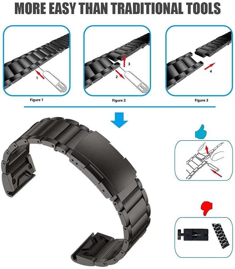 Zitel Band for Garmin Fenix 8 47mm, 7/7 Pro, 6/6 Pro, 5/5 Plus, Epix Pro/Gen 2 47mm, Forerunner 965/955/945/935, Titanium Alloy Metal 22mm Strap