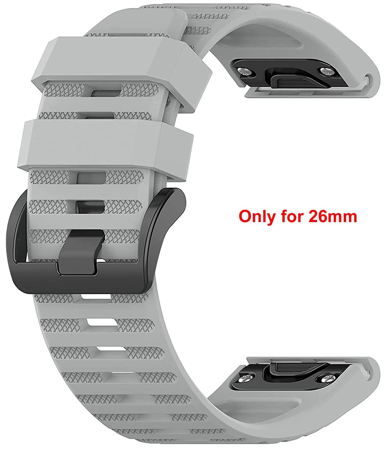 Zitel Band for Fenix 8 51mm, 7X/7X Pro, 6X/6X Pro, 5X/5X Plus, 3/3 HR, Descent MK1, Enduro, 26mm Sport Strap - Gray