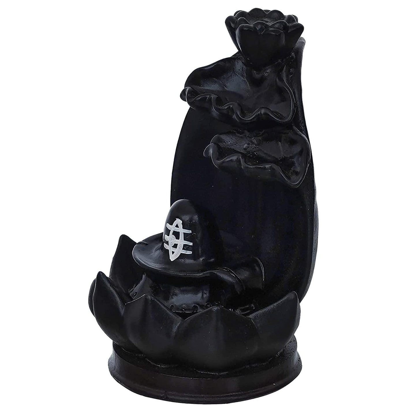 Webelkart Polyresin Shivling Backflow Smoke Incense Holder/Smoke Fountain for Home with Free10 Scented Incense Cones| Shiva Smoke Fountain | Shivling for Home Puja (Black,7 Inches)