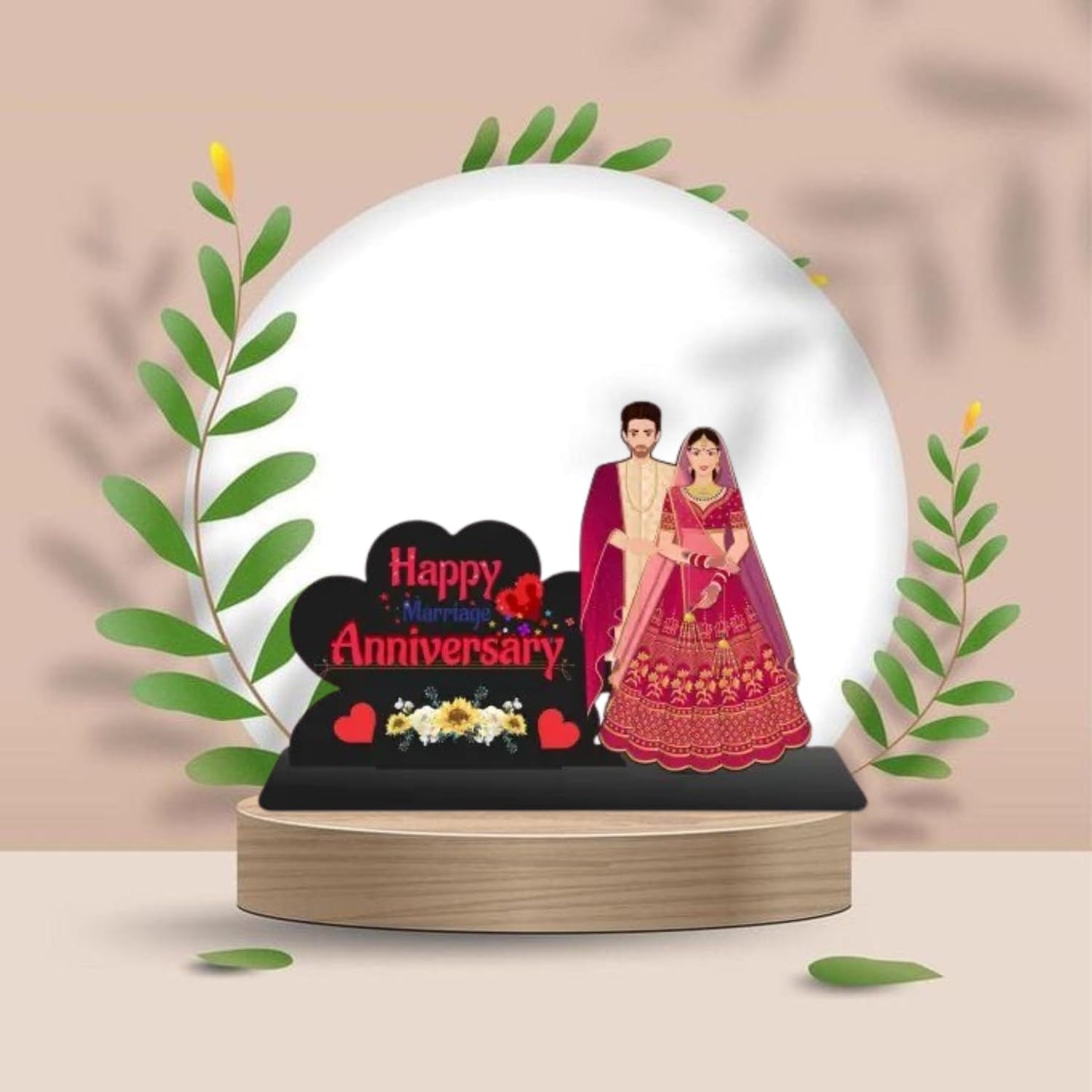 JaipurCrafts Customized Couple Marriage Anniversary for Love,Table Decorative Showpiece for Home Decor, for Wife, Husband (12 "Inches)