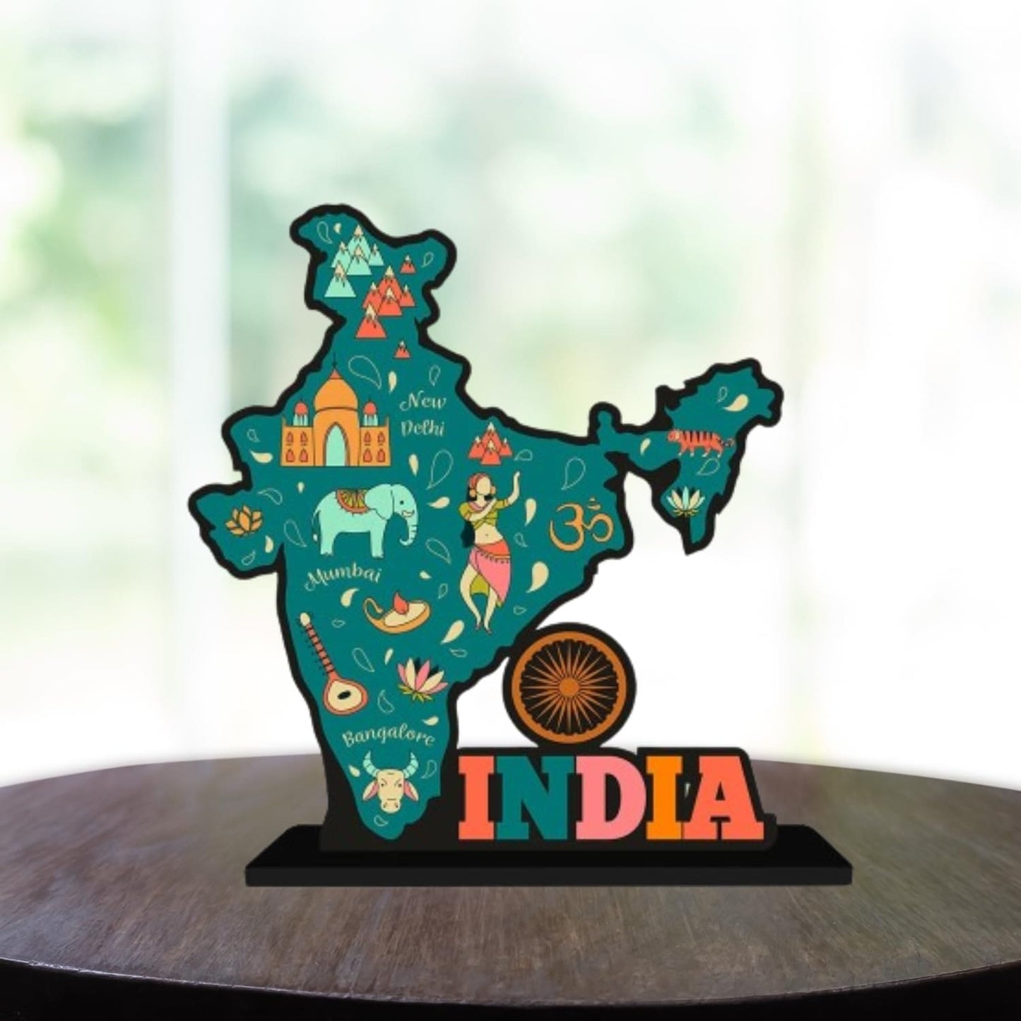 JaipurCrafts Wooden India Map Motivational Quotes Table Decoration For Office Desk | Home Decor Item | Living Room | Modern Art Wood Showpiece Gift Items