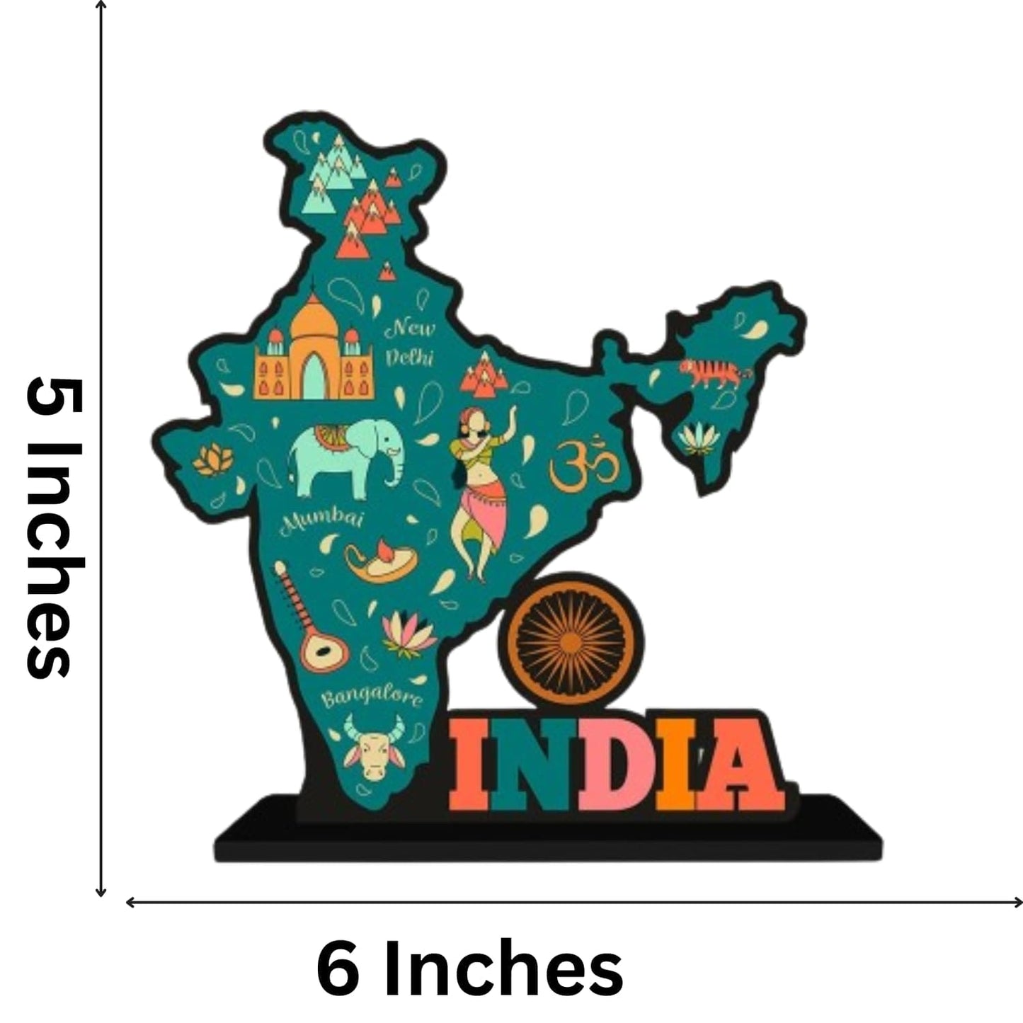 JaipurCrafts Wooden India Map Motivational Quotes Table Decoration For Office Desk | Home Decor Item | Living Room | Modern Art Wood Showpiece Gift Items