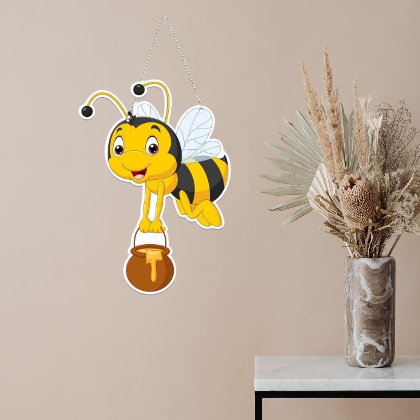 Webelkart Premium Decorative Honey Bee Wall Hanging Wooden Art Decoration Item for Living Room | Bedroom | Home Decor | Gifts | Quotes Decor Item | Wall Art for Hall | MDF Wall Sculpture (10"X7")