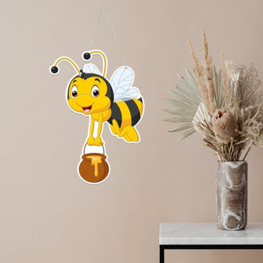 Webelkart Premium Decorative Honey Bee Wall Hanging Wooden Art Decoration Item for Living Room | Bedroom | Home Decor | Gifts | Quotes Decor Item | Wall Art for Hall | MDF Wall Sculpture (10"X7")