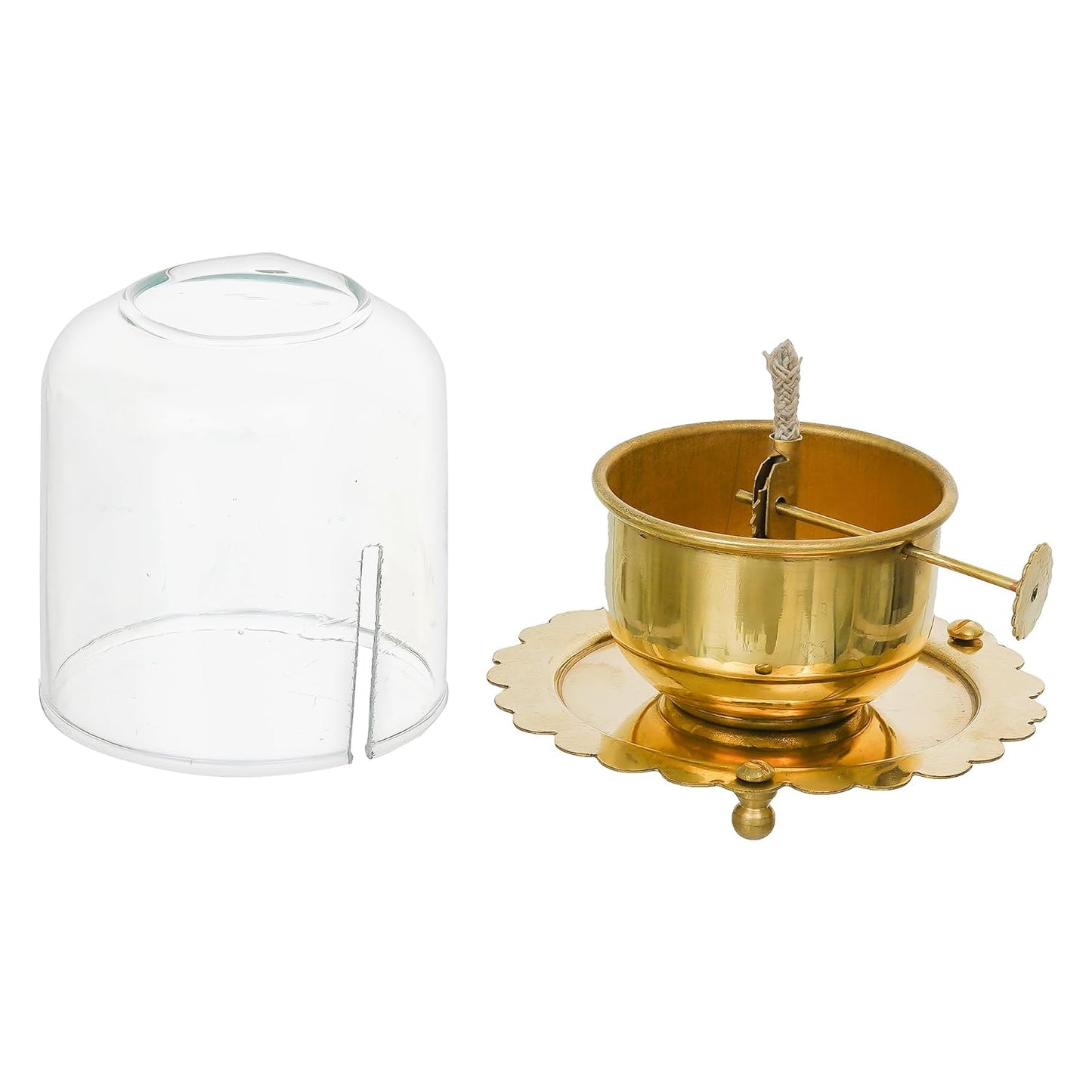 Webelkart Antique Lanterns for Home Decor Akhand Diya with Lifting Screw for Puja Decor|Oil Puja Lamp for Aarti Pooja Article Metal Diya for Diwali ( 3" Inches- Metal )