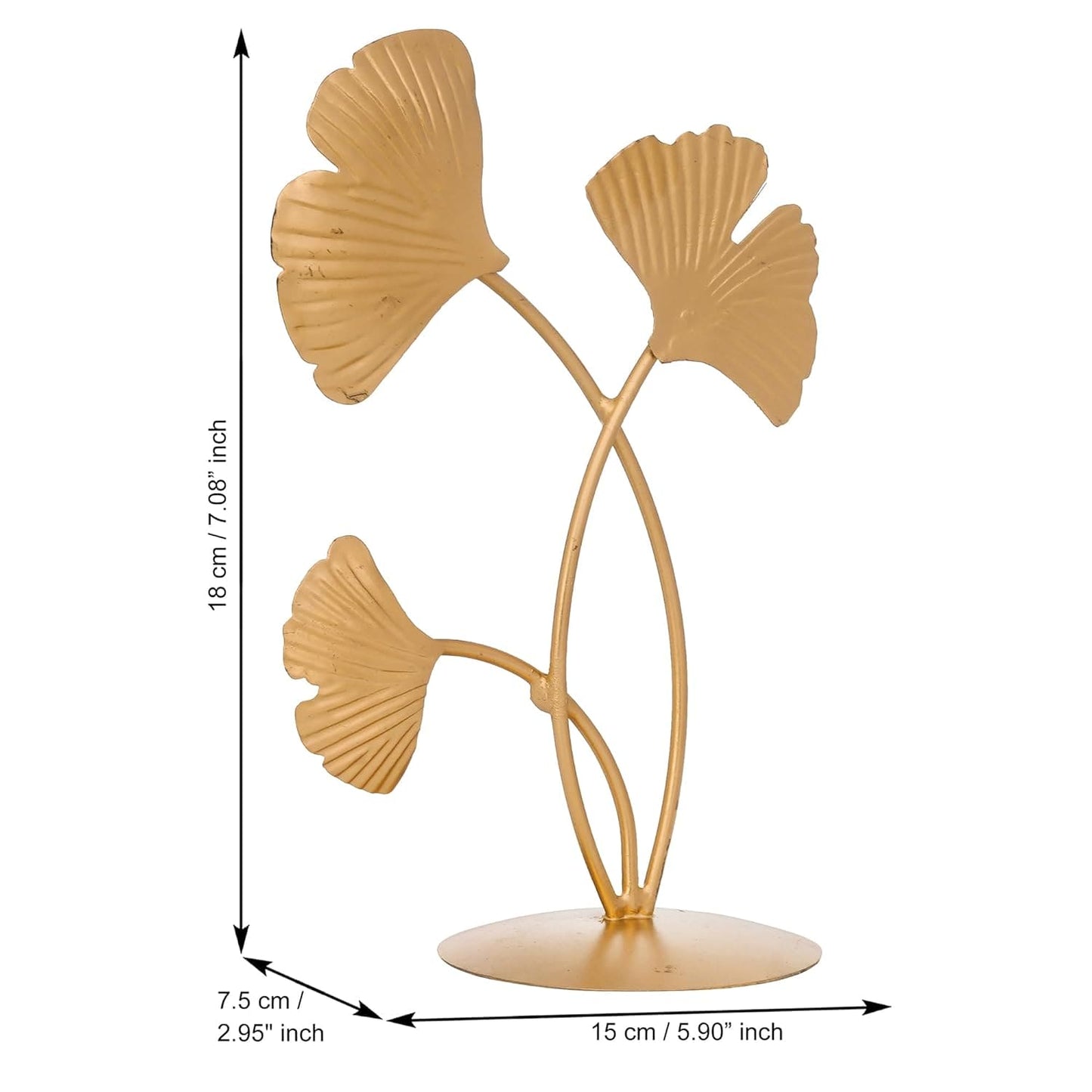 JaipurCrafts Premium Iron Decorative 3 Leaf Design Showpiece For Home decor - table decoration items (7.8 inches)