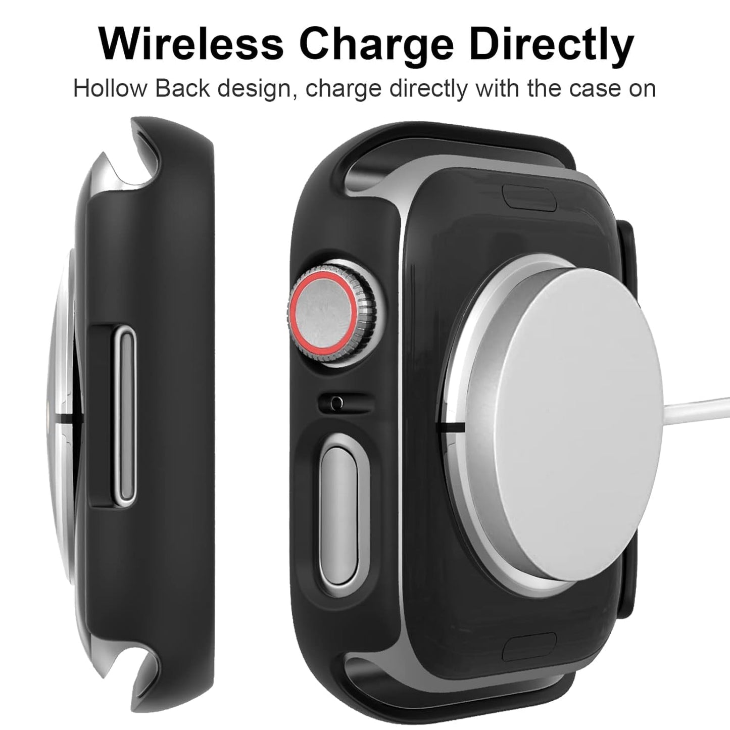 Zitel Privacy Screen Protector Case for Apple Watch 45mm Series 9 / 8 / 7 Anti-Spy Screen Glass Protector Hard PC Cover - Matte Black