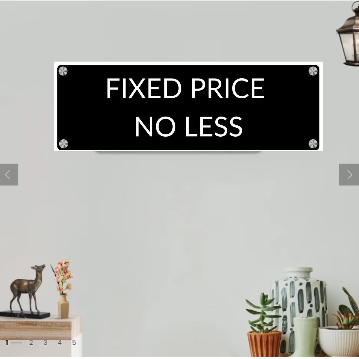Webelkart Premium Acrylic FIXED PRICE NO LESS Shop Name Plate for Cafe and Restaurants,(9"x3" Inches)