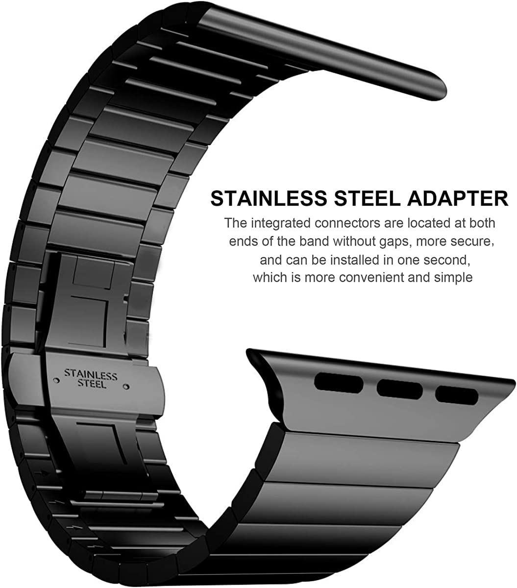 Zitel Stainless Steel Bands for Apple Watch Metal Straps 42mm(Series 10) 41mm 40mm Series 10 | 9 | 8 | 7 | 6 | 5 | 4 | 3 | 2 | 1 | SE2 - Black