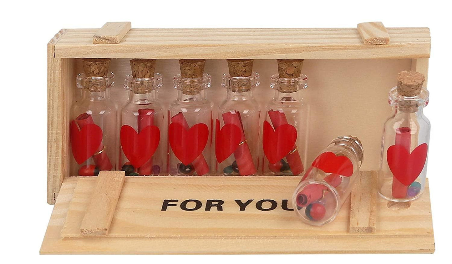 Webelkart®️ Premium Valentine Gift Combo of Rose Box with 24k Red Golden Rose with 1 Love Massage Letter Glass Bottle-Pack of 7