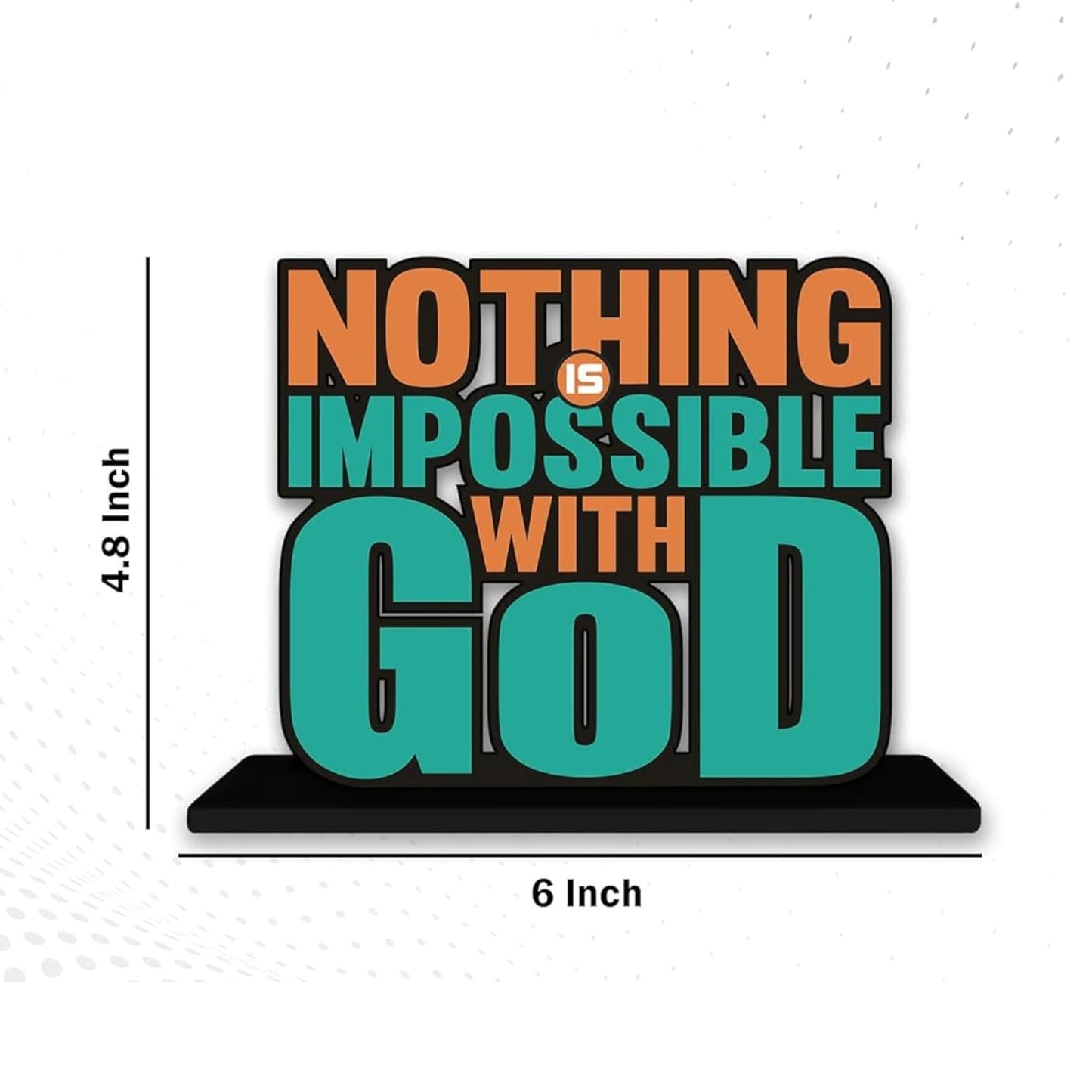 JaipurCrafts Wooden Nothing is Impossible with God Motivational Quotes Table Decoration for Office Desk | Home Decor Item | Living Room | Modern Art Wood Showpiece Gift Items