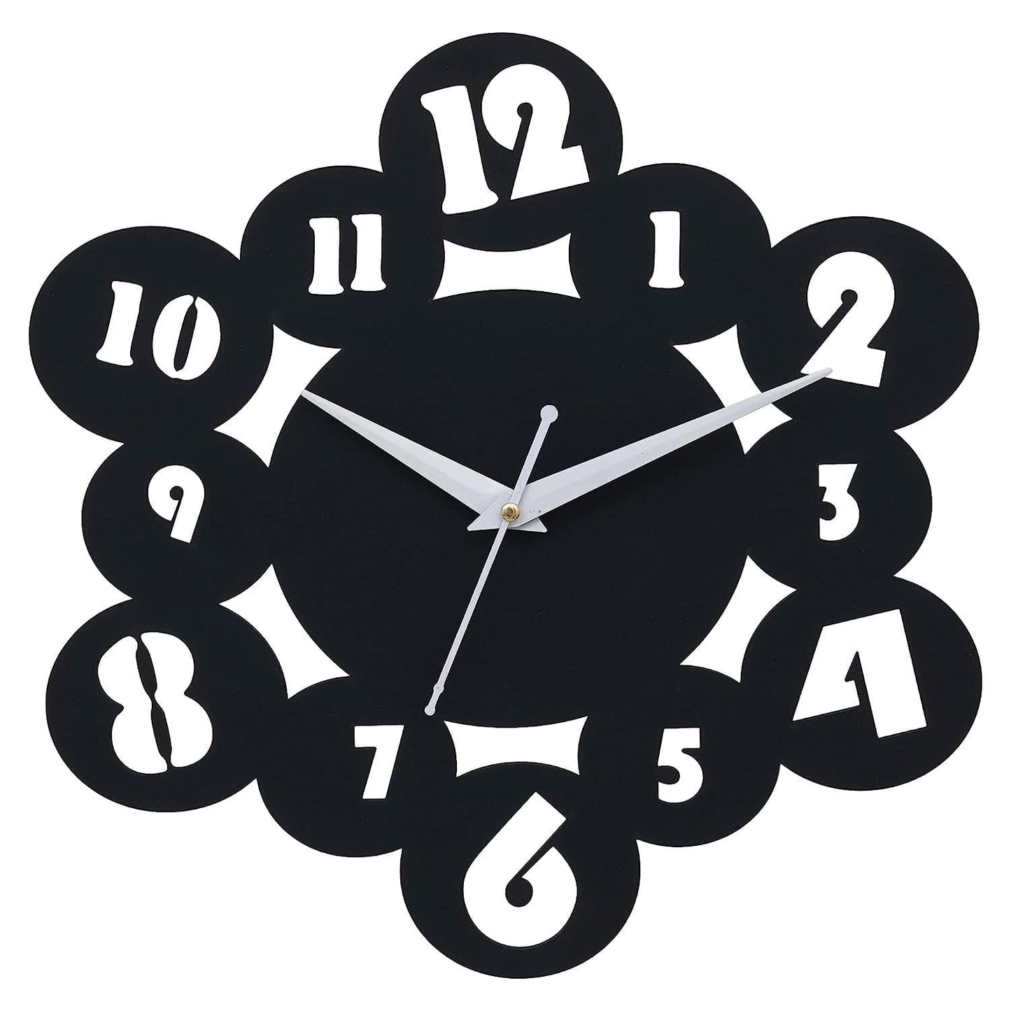 Webelkart Premium Round Abstract Wood Wall Clock for Home and Office Decor (12 Inch x 12 Inch, Black)