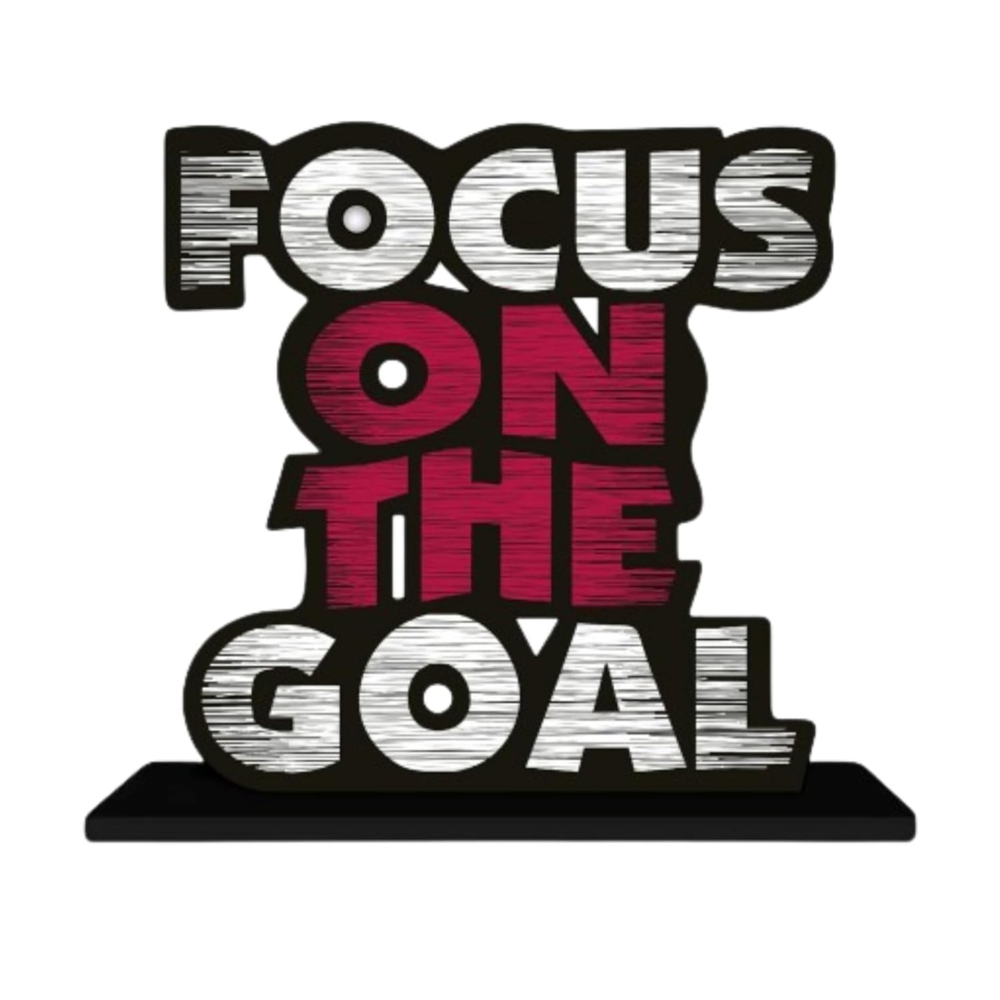 JaipurCrafts Premium Wooden Focus On The Goal Motivational Quotes Table Decoration for Office Desk | Home Decor Item | Living Room | Modern Art Wood Showpiece Gift Items
