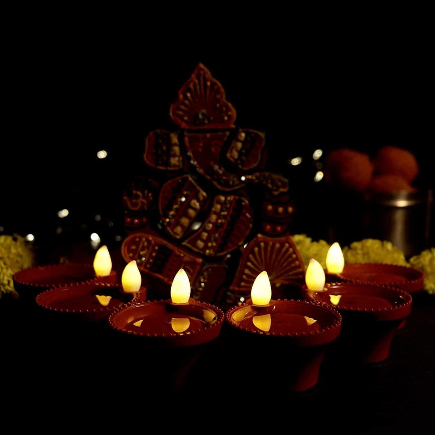 JaipurCrafts Premium Water Sensor Led Diya Led Candle with Electric Water Sensing Diya , Warm Yellow Ambient Lights, Battery Operated Led Candles for Home Decor| Diwali Water Diya| (Pack of 12 ,Plastic)