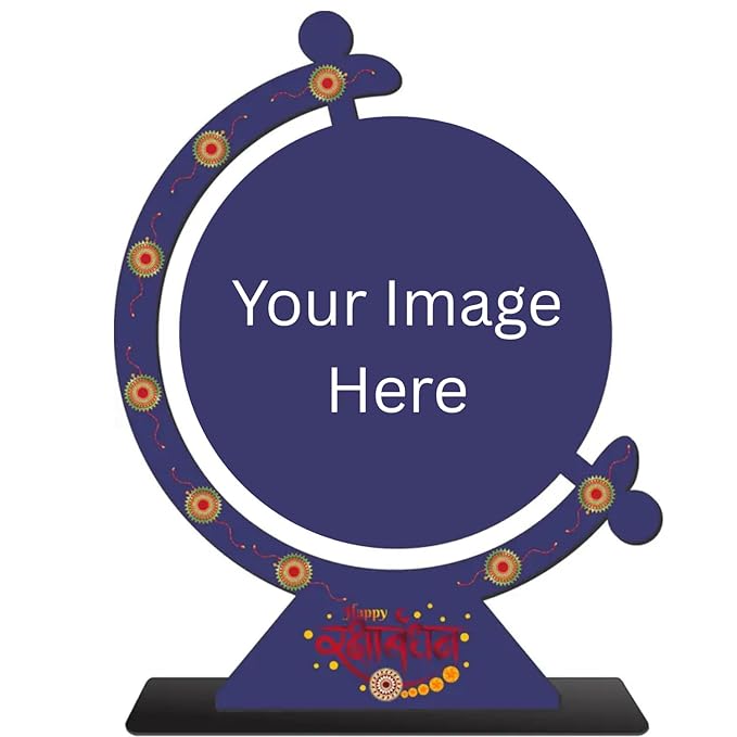 Webelkart 4 Rakhi Combo for Bhaiya and bhabhi with Kids Customised Best Wishes Stand with Image Upload and Customised Keychain with Photo Print and Greeting Cards and Roli Chawal Pack