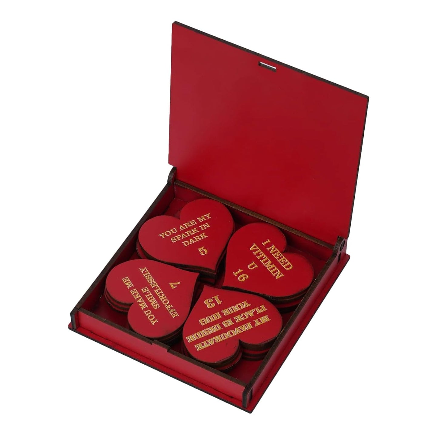 JaipurCrafts Premium I love You Greetings Cards for Couples - Love Gift Box 20 Cards with Reasons Why I Love You in Message Box,Valentine's Day Red Hearts Decorative Wooden Gift Box (4.5 Inches) Red