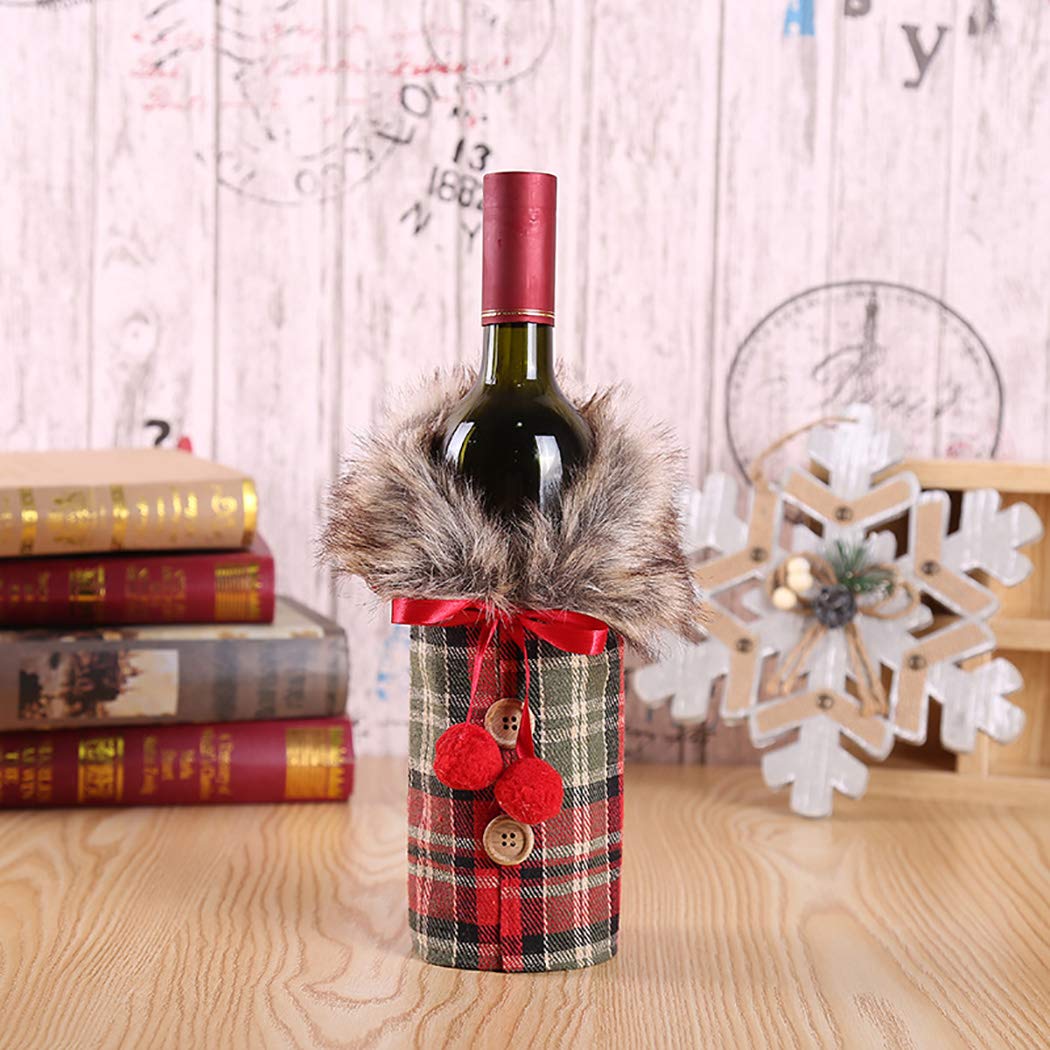 Christmas Fur Wine Bottle Cover (Set of 2)