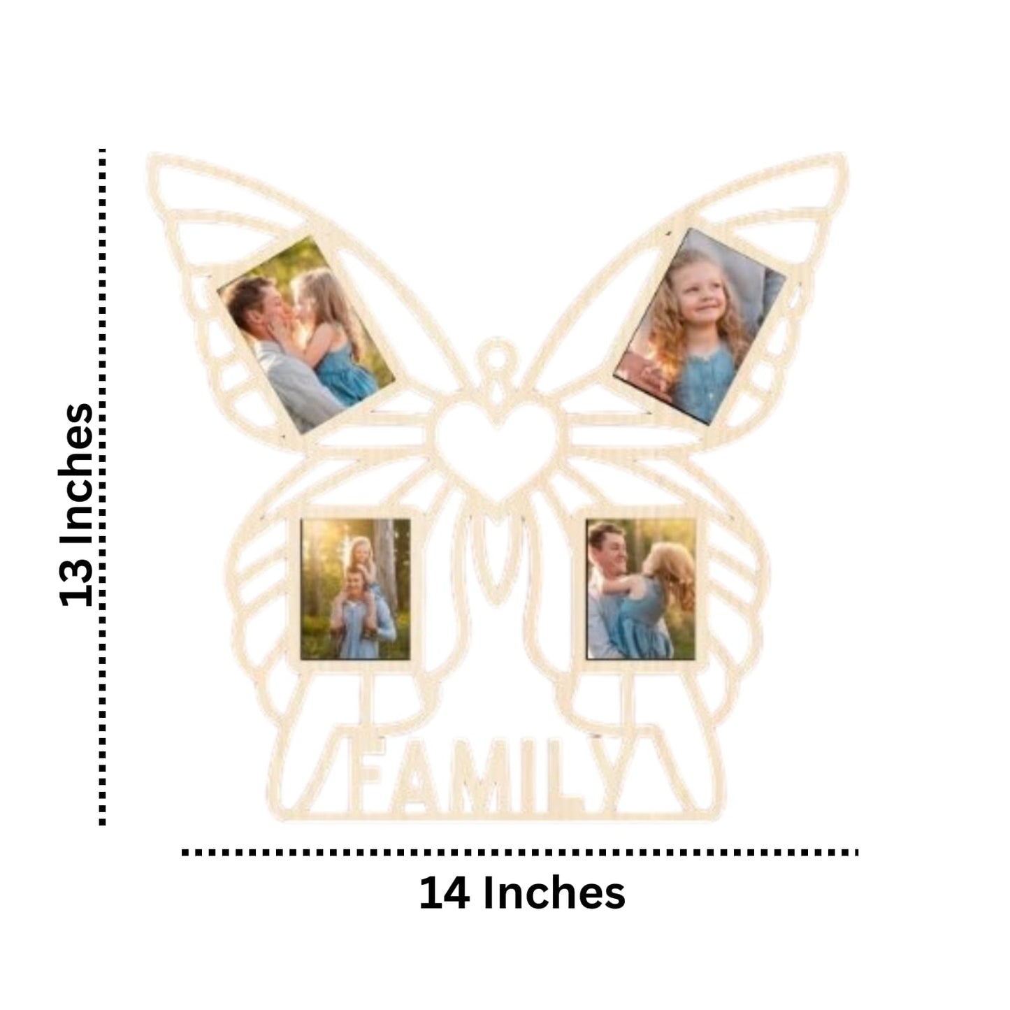 Webelkart Premium Customisation Butterfly Shape Family Wooden wall Hanging For Home and Living Room Decor (14 inches)