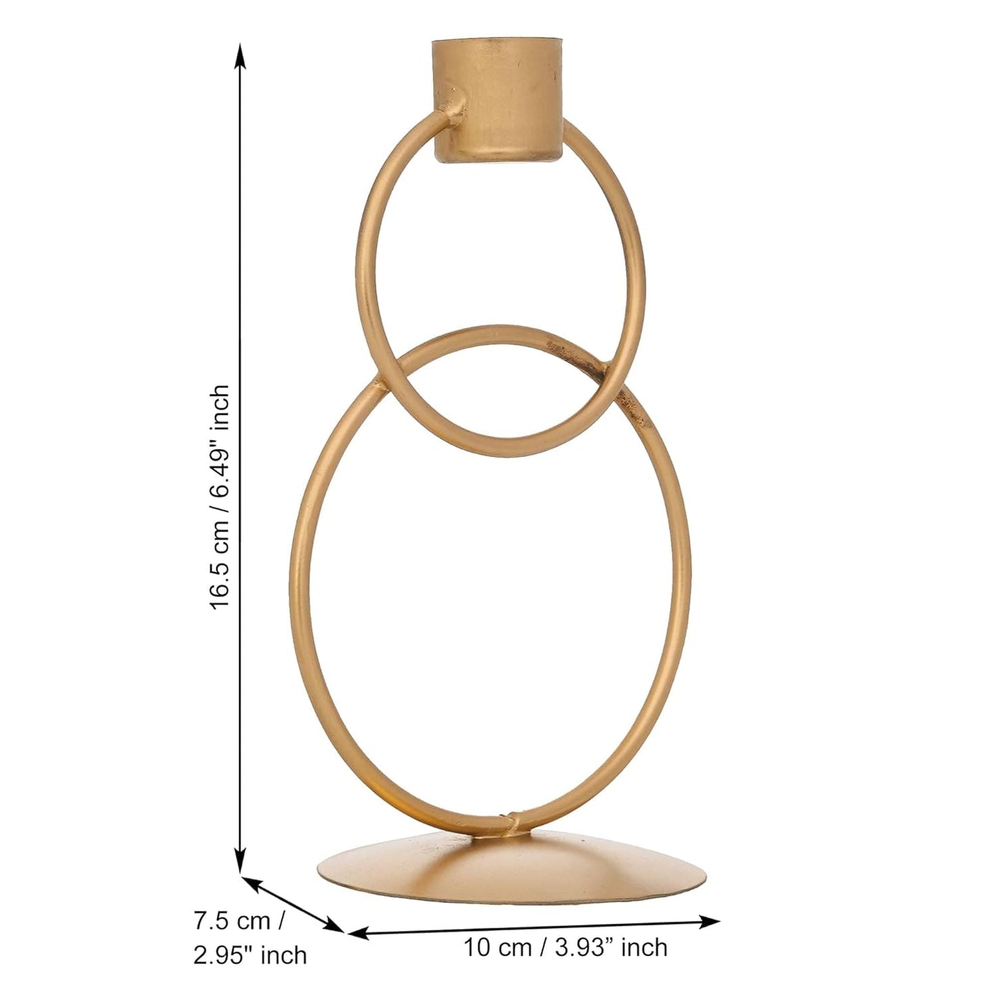 JaipurCrafts Premium Decorative Rings Candle stick holder for home and dining table decoration (6.5 inches, Gold)