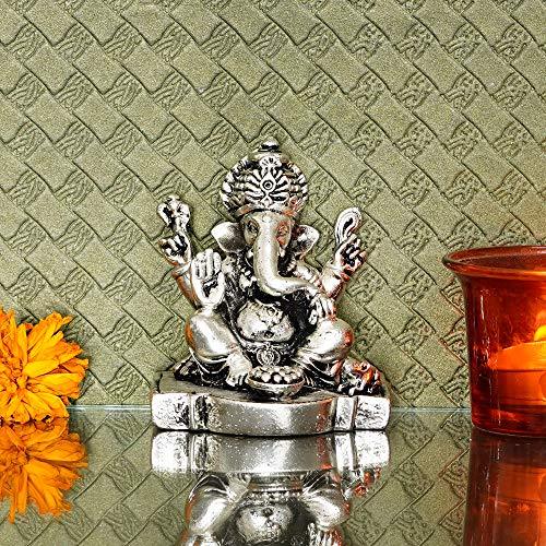 Webelkart Silver Plated Lord Ganesha,God of Luck & Success Diwali Gifts Home Decor (Size: 3.00")