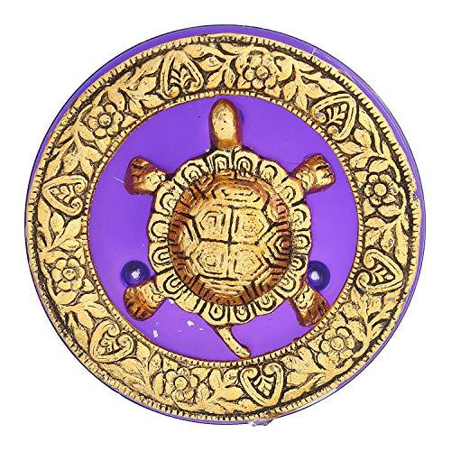 JaipurCrafts White Metal with Glass Plate Feng Shui Metal Tortoise,Turtle Plate Yantra Vastu Feng Sui | Vaastu Yantra- 4 in