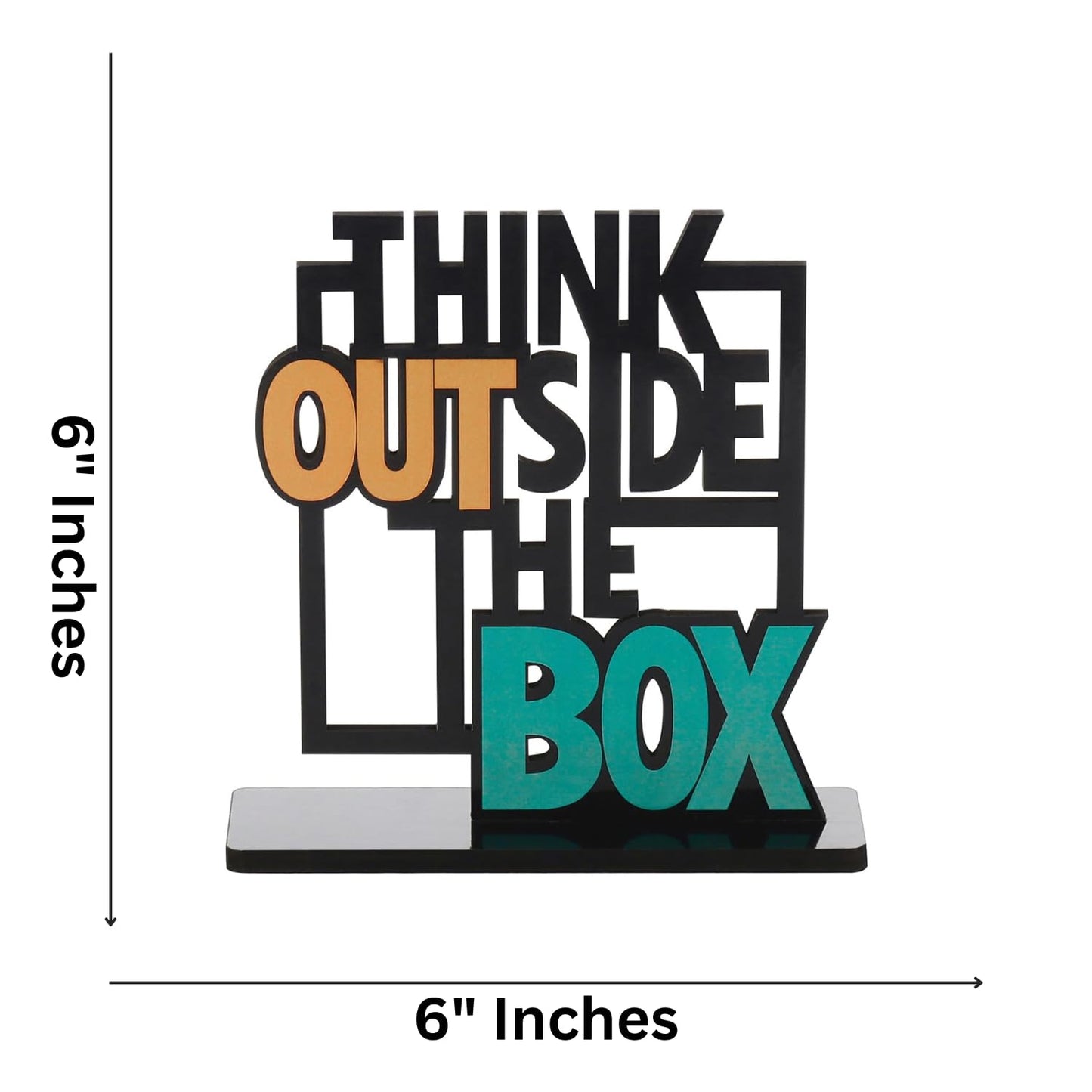 JaipurCrafts Wooden Think Outside The Box Quote Decorative Showpiece Motivational Quotes Table Decoration for Office Desk | Home Decor Item | Living Room | Modern Art Wood Showpiece Gift Items