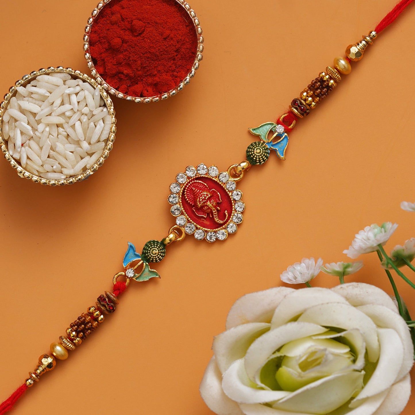 JaipurCrafts Premium Combo Of 1 Rakhi Set For Bhaiya And Bhabhi. Rakhi For Bhaiya Bhabhi, Lumba Rakhi For Bhabhi Rakshabandhan Gift