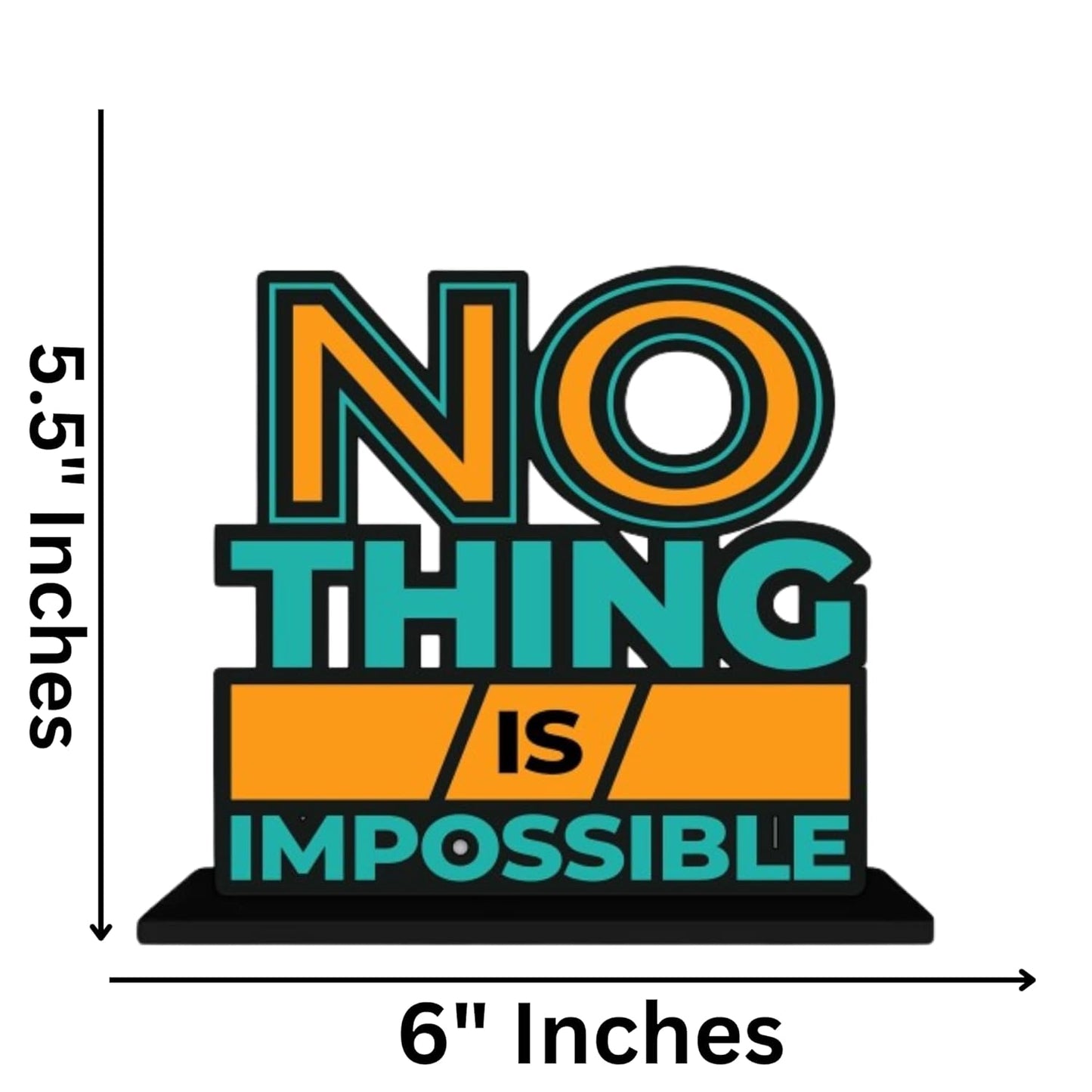 JaipurCrafts Wooden Nothing is Impossible Motivational Quotes Table Decoration for Office Desk | Home Decor Item | Living Room | Modern Art Wood Showpiece Gift Items