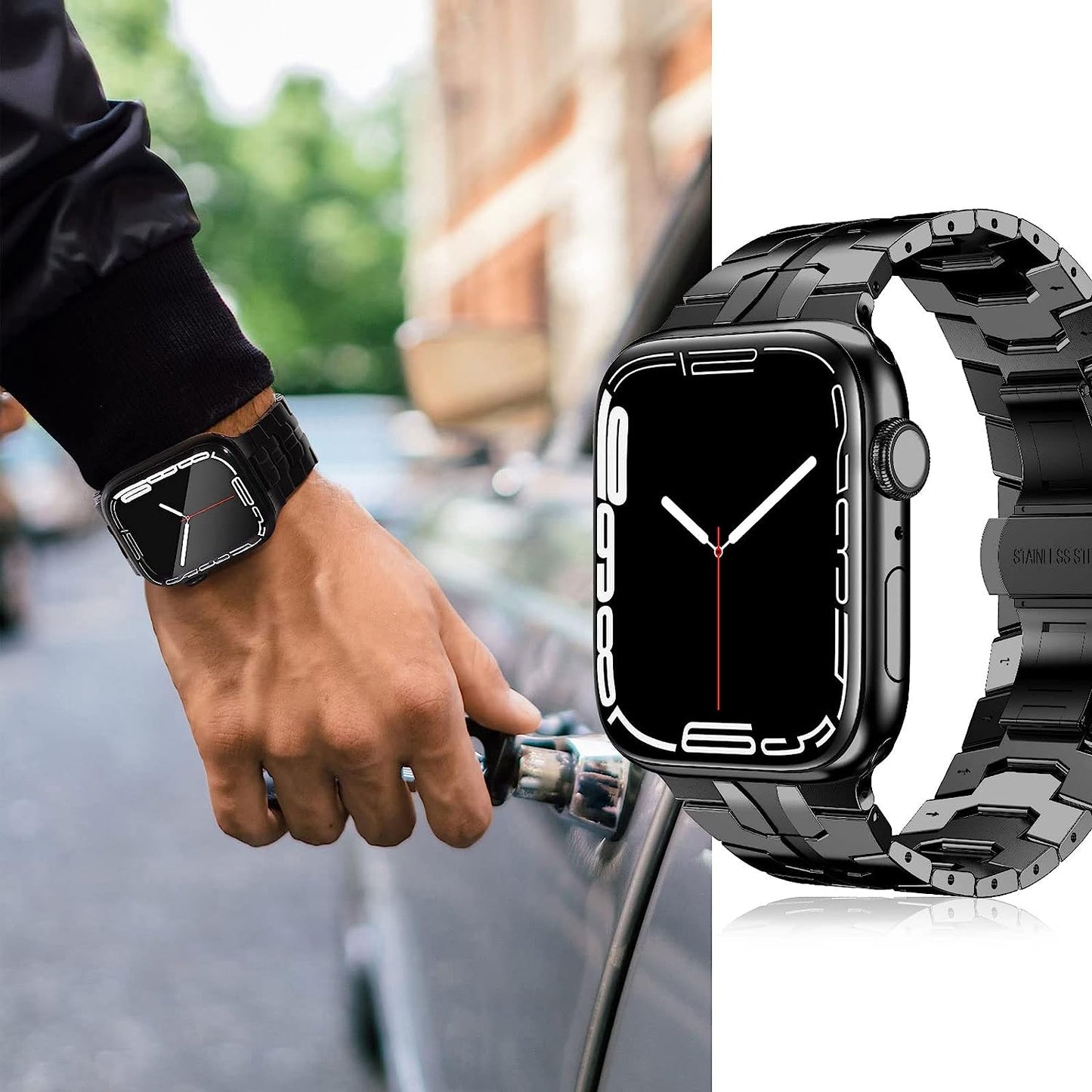 Zitel Metal Bands for Apple Watch Straps Ultra 2 / Ultra 49mm 46mm 45mm 44mm, Series 10 9 8 7 6 5 4 3 2 1 SE - Black